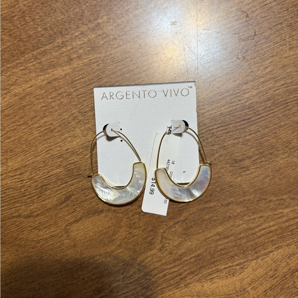 Argento Vivo Gold and Pearl Hoops